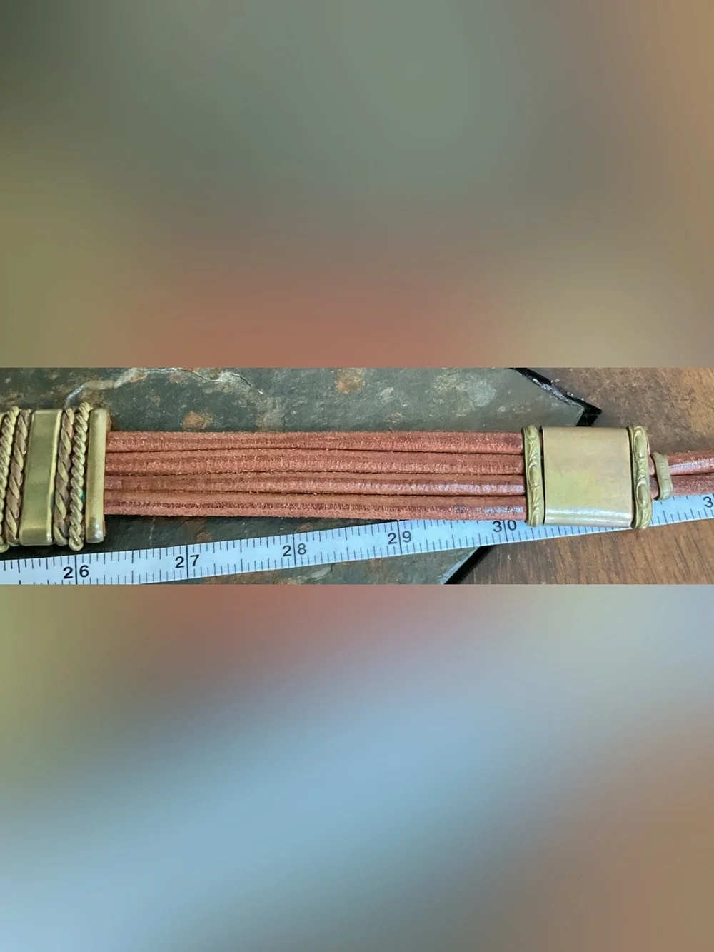 Vintage Boho Brutalist Multi-Strand Leather & Brass Statement Belt